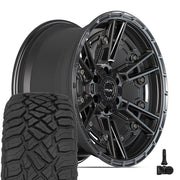 4PLAY 4PS01 20x9 6x135 + 6x139.7 Satin Black Wheels 275-55-20 Sailun TerraMax RT Tires TPMS SET