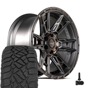 4PLAY 4PS20 20x9 5x127 + 5x139.7 Satin Black Wheels 275-55-20 Sailun TerraMax RT Tires TPMS SET