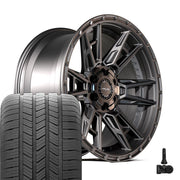 4PLAY 4PS20 20x9 6x135 + 6x139.7 Satin Black Wheels 275-55-20 Goodyear Eagle LS2 Tires TPMS SET