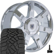 OE Wheels CA80 22x9 6x139.7 Chrome Wheels 285-45-22 Sailun TerraMax RT Tires TPMS SET