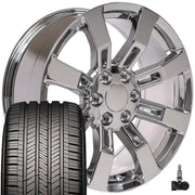 OE Wheels CA82 22x9 6x139.7 Chrome Wheels 285-45-22 Goodyear Eagle Touring Tires TPMS SET
