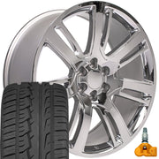 OE Wheels CA88 24x10 6x139.7 Chrome Wheels 305-35-24 Ironman iMove GEN 2 Tires TPMS SET