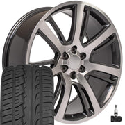 OE Wheels CA88 24x10 6x139.7 Gloss Gunmetal Machined Wheels 295-35-24 Ironman iMove GEN 2 Tires TPMS SET