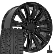 OE Wheels CA91 20x9 6x139.7 Gloss Black Wheels 275-55-20 Ironman iMove GEN 2 SUV Tires TPMS SET