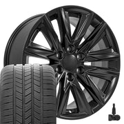 OE Wheels CA91 20x9 6x139.7 Satin Black Wheels 275-55-20 Goodyear Eagle LS2 Tires TPMS SET