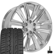 OE Wheels CA91 24x10 6x139.7 Chrome Wheels 295-35-24 Ironman iMove GEN 2 Tires TPMS SET