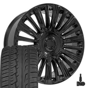 OE Wheels CA92 24x10 6x139.7 Gloss Black Wheels 305-35-24 Ironman iMove GEN 2 Tires TPMS SET