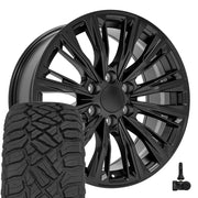 OE Wheels CA93 20x9 6x139.7 Satin Black Wheels 275-55-20 Sailun TerraMax RT Tires TPMS SET