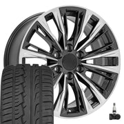 OE Wheels CA93 20x9 6x139.7 Gloss Gunmetal with Polished Face Wheels 275-55-20 Ironman iMove GEN 2 SUV Tires TPMS SET