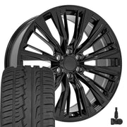 OE Wheels CA93 24x10 6x139.7 Gloss Black Wheels 295-35-24 Ironman iMove GEN 2 Tires TPMS SET