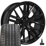 OE Wheels CV25 20x8.5 5x120 Satin Black Wheels 245-45-20 Ironman iMove GEN 2 Tires TPMS SET