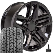 OE Wheels CV34 18x8.5 6x139.7 Gloss Black Wheels 275-65-18 Ironman All Country A/T2 Tires TPMS SET