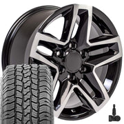 OE Wheels CV34 18x8.5 6x139.7 Gloss Black Machined Wheels 275-65-18 Ironman All Country A/T2 Tires TPMS SET