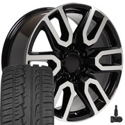 OE Wheels CV36 20x9 6x139.7 Gloss Black Machined Wheels 275-55-20 Ironman iMove GEN 2 SUV Tires TPMS SET