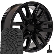 OE Wheels CV36 20x9 6x139.7 Gloss Black Wheels 275-55-20 Sailun TerraMax RT Tires TPMS SET