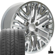 OE Wheels CV37 20x9 6x139.7 Chrome Wheels 275-55-20 Goodyear Eagle LS2 Tires TPMS SET