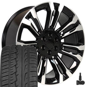 OE Wheels CV43 24x10 6x139.7 Gloss Black Machined Wheels 295-35-24 Ironman iMove GEN 2 Tires TPMS SET
