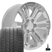 OE Wheels CV44 20x9 6x139.7 Chrome Wheels 275-55-20 Goodyear Eagle LS2 Tires TPMS SET