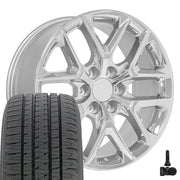 OE Wheels CV62 20x9 6x139.7 Chrome Wheels 275-55-20 Bridgestone Dueler Alenza HL Plus Tires TPMS SET