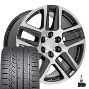 OE Wheels CV63 20x9 6x139.7 Gloss Gunmetal Machined Wheels 275-55-20 Goodyear Eagle LS2 Tires TPMS SET