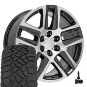 OE Wheels CV63 20x9 6x139.7 Gloss Gunmetal Machined Wheels 275-55-20 Sailun TerraMax RT Tires TPMS SET
