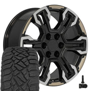 OE Wheels CV65 20x9 6x139.7 Satin Black Machined Face - Two Tone Wheels 275-55-20 Sailun TerraMax RT Tires TPMS SET