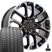 OE Wheels CV67 22x9 6x139.7 Gloss Black Machined Wheels 275-50-22 Bridgestone Alenza A/S 02 Tires TPMS SET