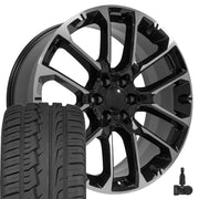 OE Wheels CV67 24x10 6x139.7 Gloss Black Machined Wheels 295-35-24 Ironman iMove GEN 2 Tires TPMS SET