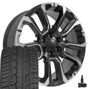 OE Wheels CV68 22x9 6x139.7 Satin Black with Milled Edge Wheels 285-45-22 Ironman iMove GEN 2 SUV Tires TPMS SET