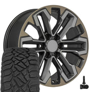 OE Wheels CV69 20x9 6x139.7 Satin Gunmetal Machined Face - Two Tone Wheels 275-55-20 Sailun TerraMax RT Tires TPMS SET