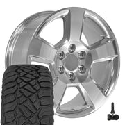 OE Wheels CV76 20x9 6x139.7 Polished Wheels 275-55-20 Sailun TerraMax RT Tires TPMS SET