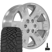 OE Wheels CV81 20x8.5 6x139.7 Polished Wheels 275-55-20 Sailun TerraMax RT Tires TPMS SET