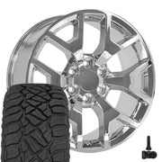 OE Wheels CV92 20x9 6x139.7 Chrome Wheels 275-55-20 Sailun TerraMax RT Tires TPMS SET
