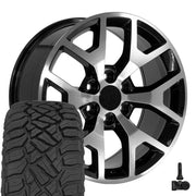 OE Wheels CV92 20x9 6x139.7 Gloss Black Machined Wheels 275-55-20 Sailun TerraMax RT Tires TPMS SET