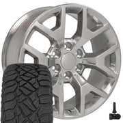 OE Wheels CV92 20x9 6x139.7 Polished Wheels 275-55-20 Sailun TerraMax RT Tires TPMS SET