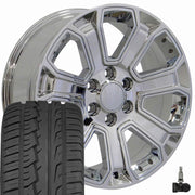 OE Wheels CV93 20x8.5 6x139.7 Chrome with Chrome Insert Wheels 275-55-20 Ironman iMove GEN 2 SUV Tires TPMS SET