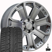 OE Wheels CV93 20x8.5 6x139.7 Gloss Hyper Black with Chrome Insert Wheels 275-55-20 Ironman iMove GEN 2 SUV Tires TPMS SET