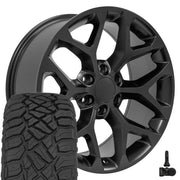 OE Wheels CV98B 20x9 6x139.7 Satin Black Wheels 275-55-20 Sailun TerraMax RT Tires TPMS SET