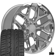 OE Wheels CV98 20x9 6x139.7 Chrome Wheels 275-55-20 Ironman iMove GEN 2 SUV Tires TPMS SET