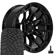 DEFIANT DF03 20x9 6x139.7 Gloss Black Wheels 275-55-20 Sailun TerraMax RT Tires TPMS SET