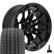 DEFIANT DF03 20x9 6x139.7 Satin Black with Dark Satin Charcoal 2-Tone Wheels 275-55-20 Bridgestone Dueler Alenza HL Plus Tires TPMS SET