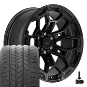 DEFIANT DF03 20x9 6x139.7 Satin Black with Dark Satin Charcoal 2-Tone Wheels 275-55-20 Goodyear Eagle LS2 Tires TPMS SET