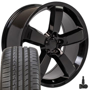 OE Wheels DG04 20x9 5x115 Gloss Black Wheels 245-45-20 Ironman iMove GEN 2 Tires TPMS SET