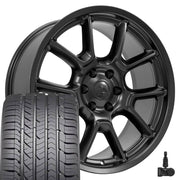 OE Wheels DG21 22x9.5 6x139.7 Satin Black Wheels 285-45-22 Goodyear Eagle Sport Tires TPMS SET
