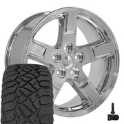 OE Wheels DG62 20x9 5x139.7 Chrome Wheels 275-55-20 Sailun TerraMax RT Tires TPMS SET