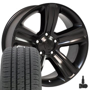 OE Wheels DG65 20x9 5x139.7 Satin Black Wheels 275-55-20 Bridgestone Dueler Alenza HL Plus Tires TPMS SET