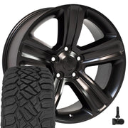 OE Wheels DG65 20x9 5x139.7 Satin Black Wheels 275-55-20 Sailun TerraMax RT Tires TPMS SET