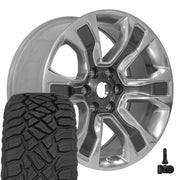 OEM Wheels DG74 20x9 6x139.7 Gloss Gunmetal with Polished Face Wheels 275-55-20 Sailun TerraMax RT Tires TPMS SET