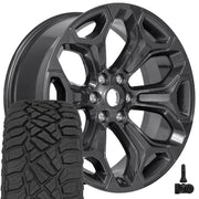 OEM Wheels DG75 22x9 6x139.7 Gloss Gunmetal Wheels 285-45-22 Sailun TerraMax RT Tires TPMS SET