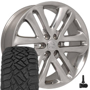 OE Wheels FR76 22x9 6x135 Polished Wheels 285-45-22 Sailun TerraMax RT Tires TPMS SET